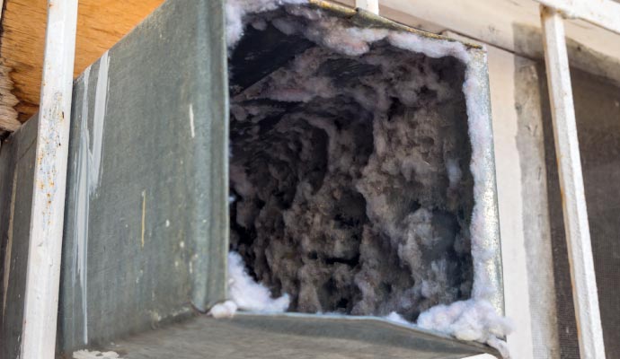 Close-up of a dirty air duct