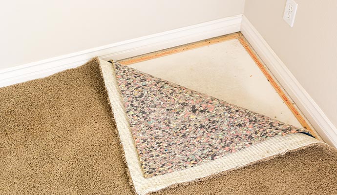 Close view of carpet padding