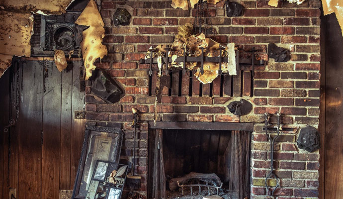 Fire damaged kitchen
