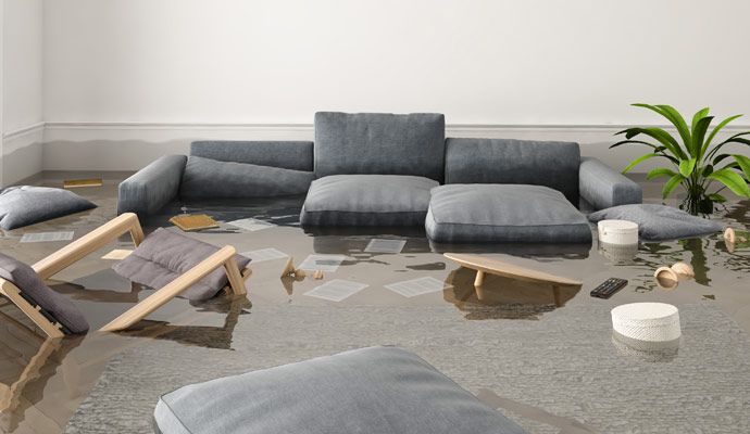 Flood damage in a commercial area