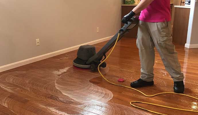 Professional floor cleaning with equipment