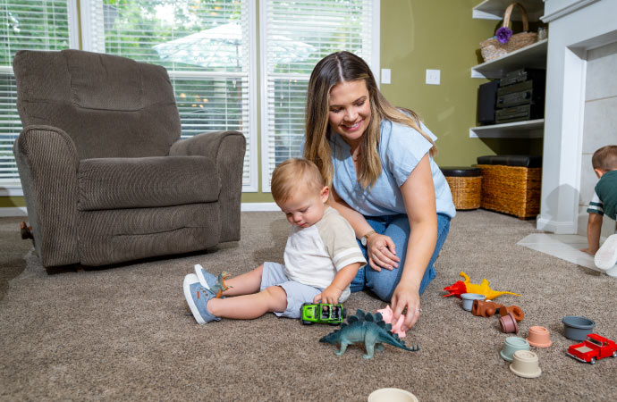 Happy family on the carpet
