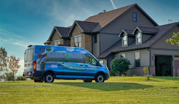 Teasdale Fenton Cleaning & Property Restoration company van at a residential property