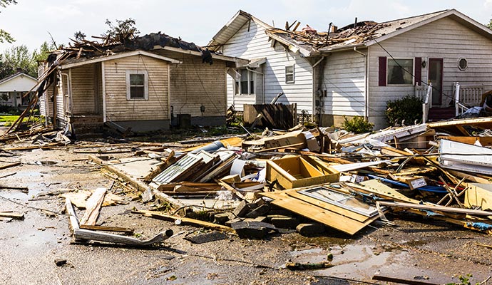 Storm damaged area