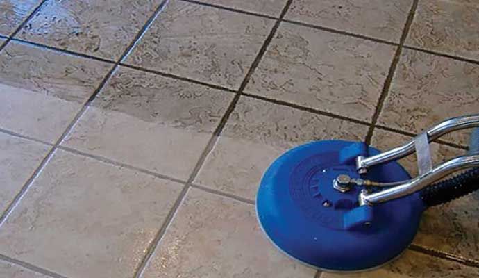 Tile and grout cleaning with equipment
