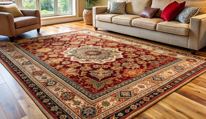 Clean rug on the wood floor