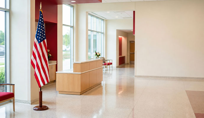 Cleaned floor in a government office