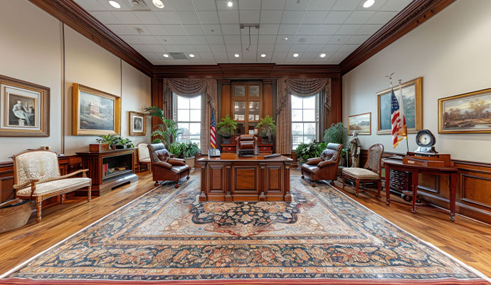 Cleaned rug in a government office