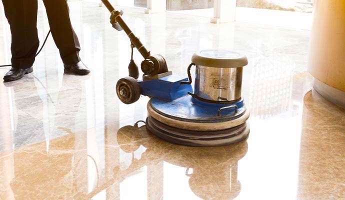 Commercial floor cleaning service using buffer machine