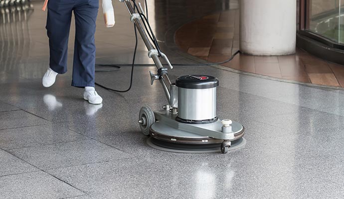 floor cleaning with equipment