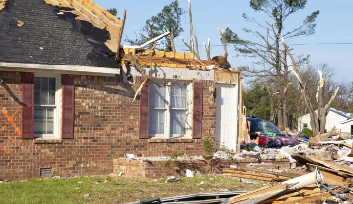 Disaster damaged house