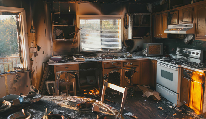 Fire damage kitchen