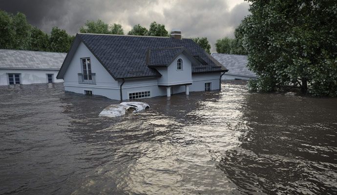 Flooding damaged area