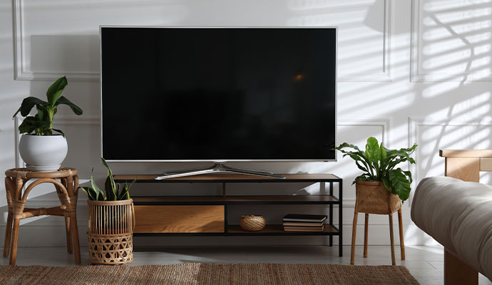 Modern living room with television