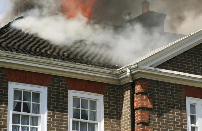 Damaged home after a fire incident.