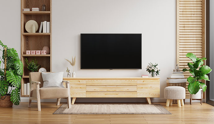 Modern living room with television