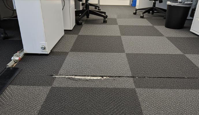 Ripped carpet in commercial area