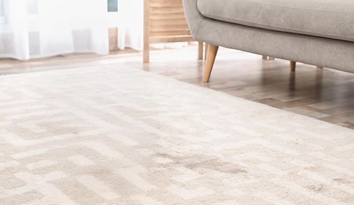 Dark stain on light colored area rug