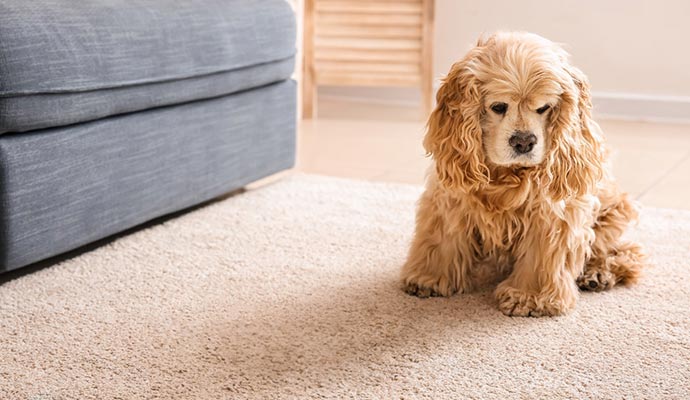 Pet sitting on rug