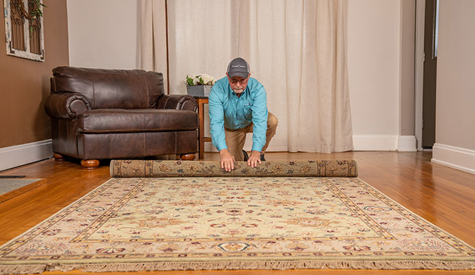 Professional area rug delivery and setup service