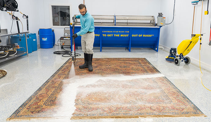 Professional oriental rug washing and sanitization service