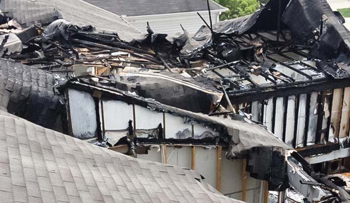 Residential Fire Damage Restoration Roof