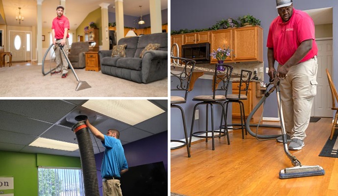 Collage of carpet, floor and air duct cleaning