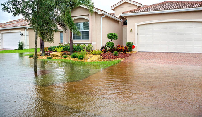 Storm flood damaged area
