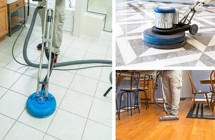 Collage featuring tile, grout, marble, stone, and wood flooring.