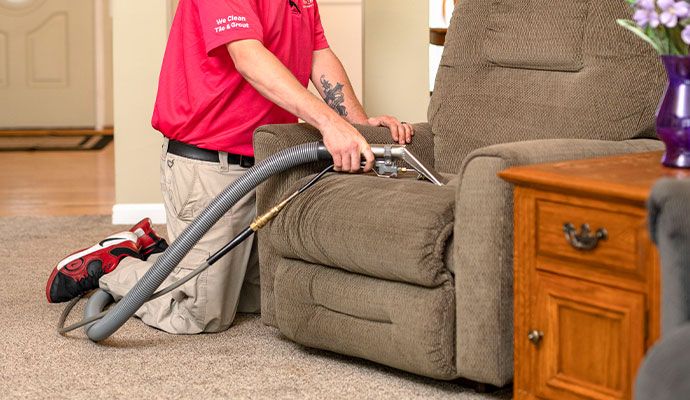 Upholstery cleaning in progress
