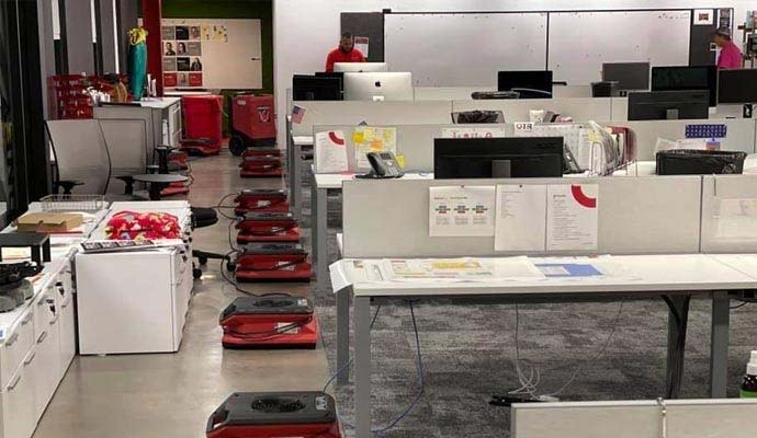 Water damage restoration in a commercial space