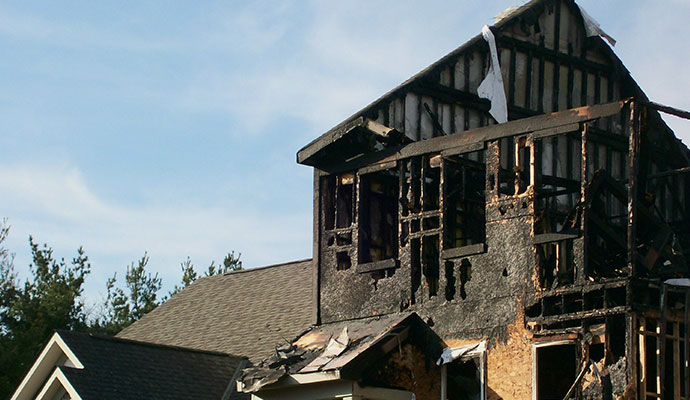 Fire damaged house