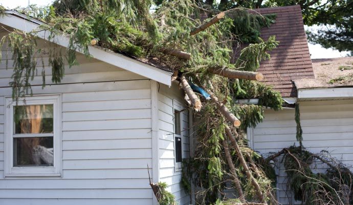 House roof damaged by storm